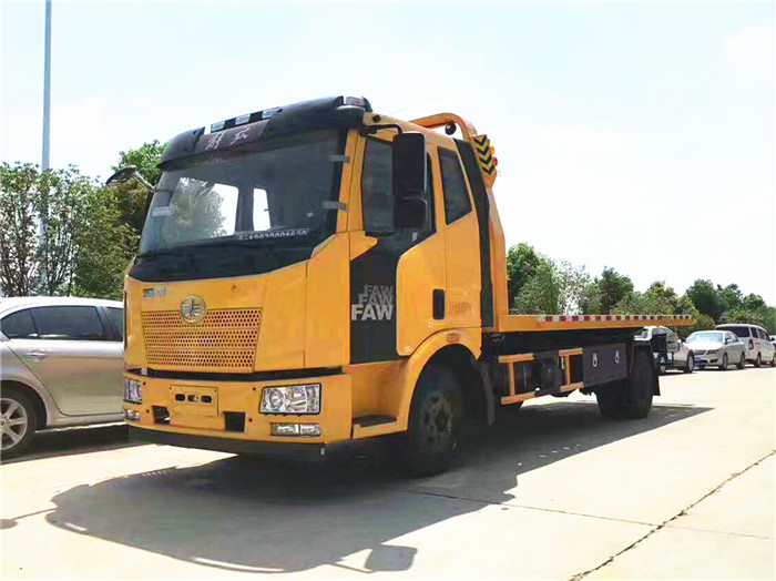 解放J6一拖二平板清障车