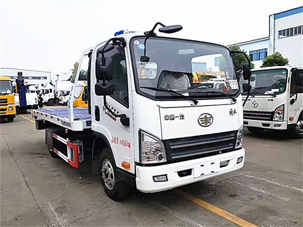 国六解放虎V一拖二蓝牌清障车